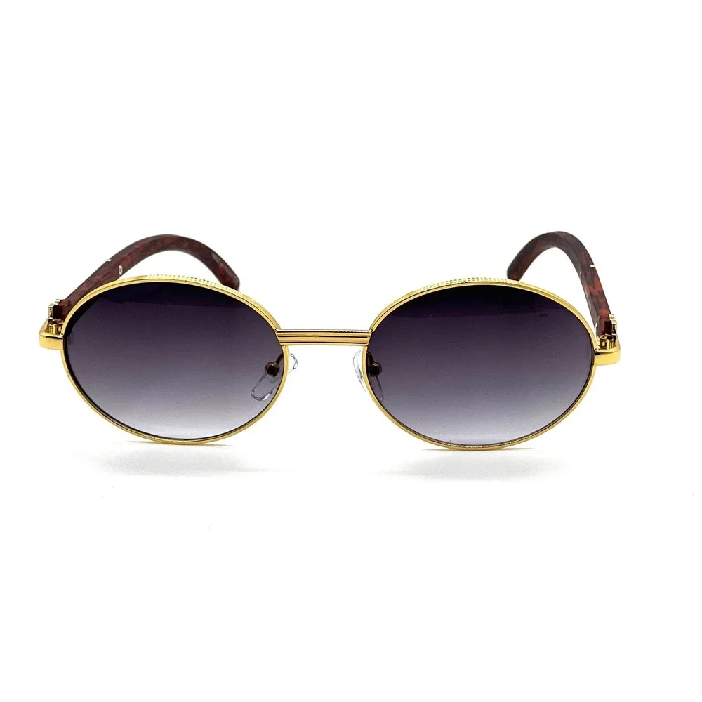 Round Sunglasses Gold Frame Men's Fashion Shades‎ Retro Vintage UV400 Protection